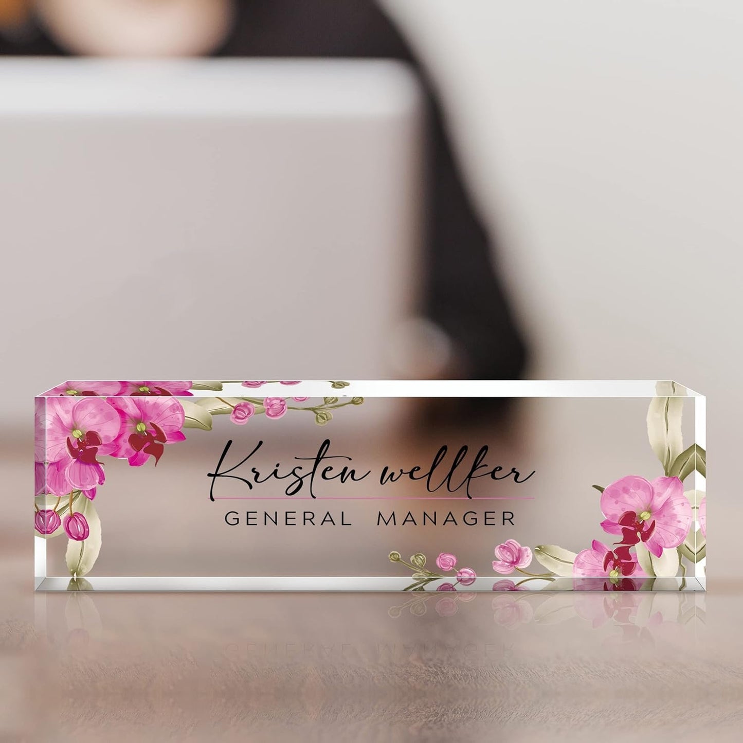 Desk Name Plate Personalized, Custom Acrylic Name Plates, Office Decor Desk Accessories for Women Men, Personalized Office Gifts for Women Men