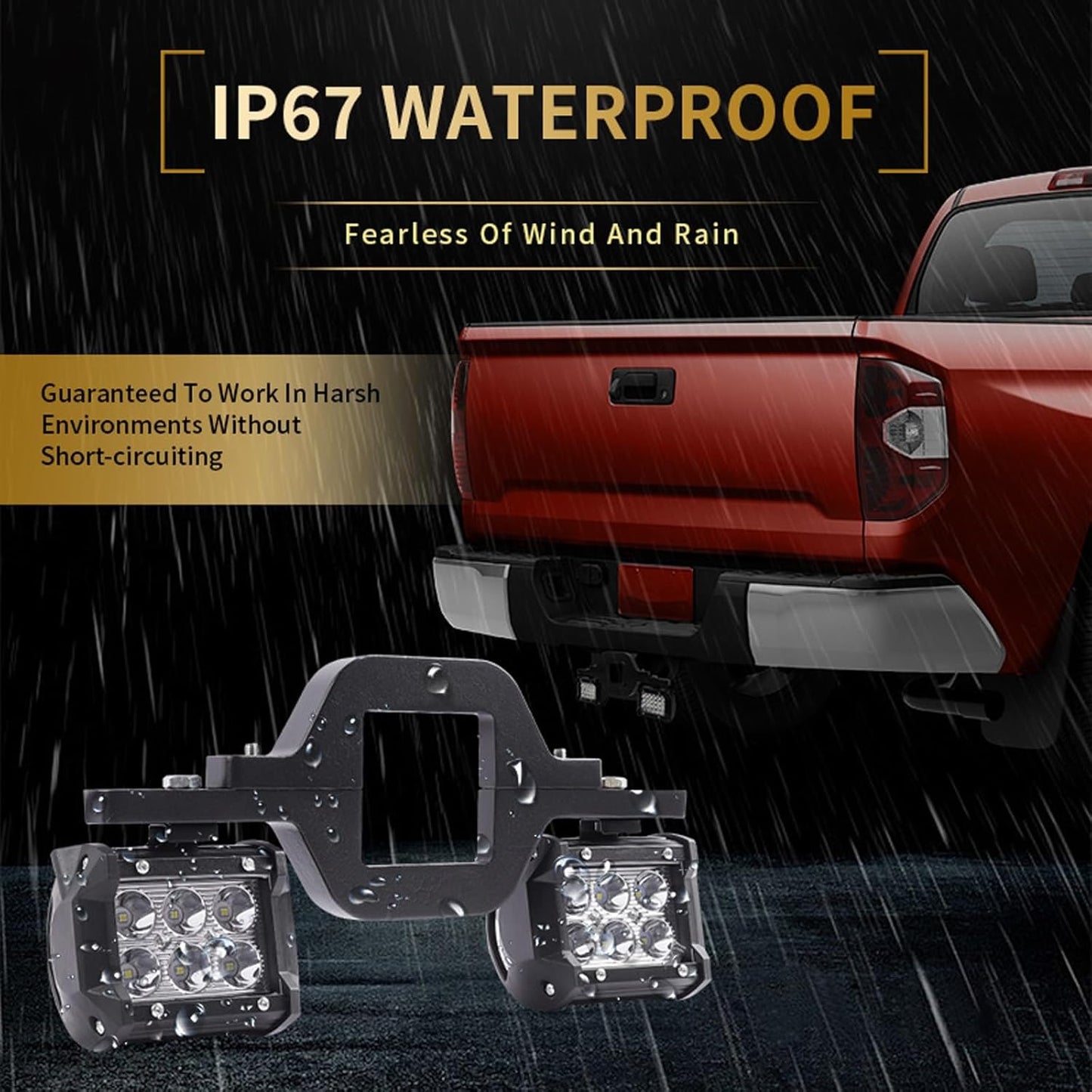 REALOKMAN Reverse Lights Rear Light Bar, Light Bars for Trucks, 2 PCS 4 inch 18w/60w/72w LED Pods with 11 inch Tow Hitch Mounting Brackets Backup Reverse for Pickup ATV SUV Truck Trailer Boat(18W)