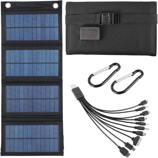 Abizarch 100W Portable Foldable Solar Panel Battery Charger, IP65 Waterproof USB Solar Power Panel Kit for Power Bank Station Phone Charger for Outdoor Camping Activities