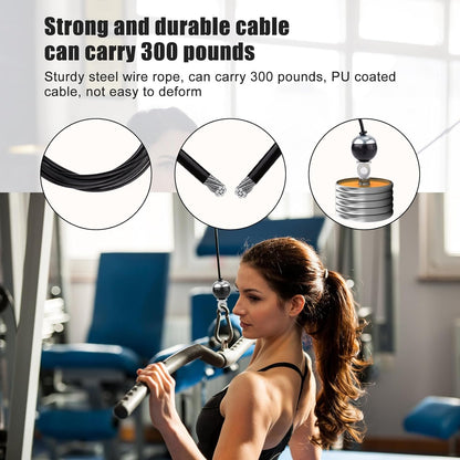 118in Fitness Pulley Cable, Home Gym Replacement Cables Pulley System Gym Heavy Duty Fitness Steel Wire Rope for Pulley Machine Accessories Home Gym