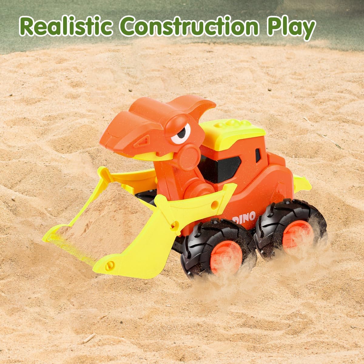 KaeKid Dinosaur Truck Toys for Toddlers, Press and Go Car Toys, Kids Construction Vehicles Playset, Infant Play Vehicle Set, Birthday Gift Toys for 18 Months + Boys Girls