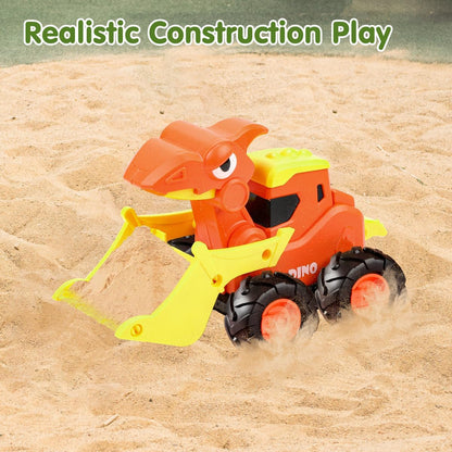 KaeKid Dinosaur Truck Toys for Toddlers, Press and Go Car Toys, Kids Construction Vehicles Playset, Infant Play Vehicle Set, Birthday Gift Toys for 18 Months + Boys Girls