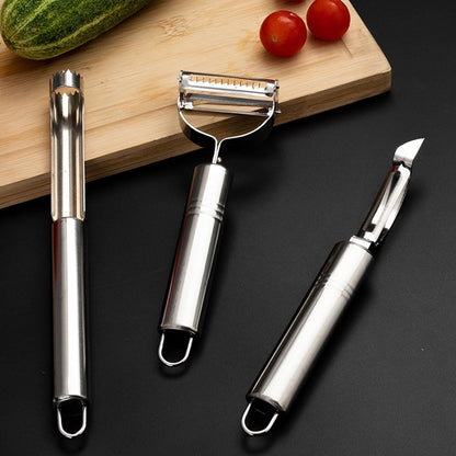 Stainless Steel Blade Vegetable Peeler Julienne and Apple Corer Remover Tool-for Fruit, Potato, Carrot, Cucumber, Kitchen, Home Staple.Kitchen Gadgets.3pack