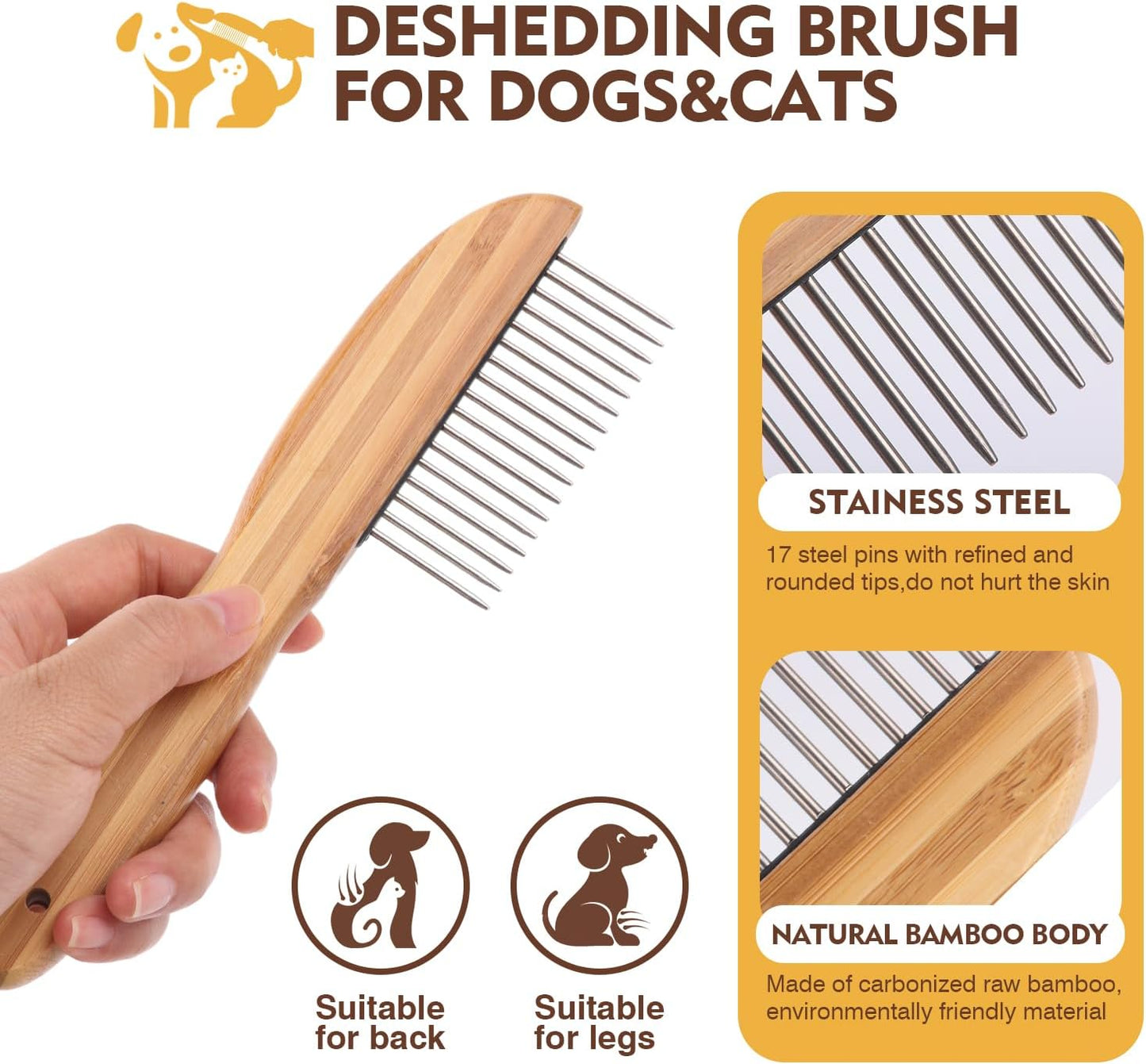 ElighMoo Dog Grooming Brush Kit,Deshedding Dog Brush for Shedding Short Hair Dogs with Pet Nail Clipper and File, Two Sided Pet Brushes for Dogs Removing Dirt & Loose Hair(7PCS) BLACK