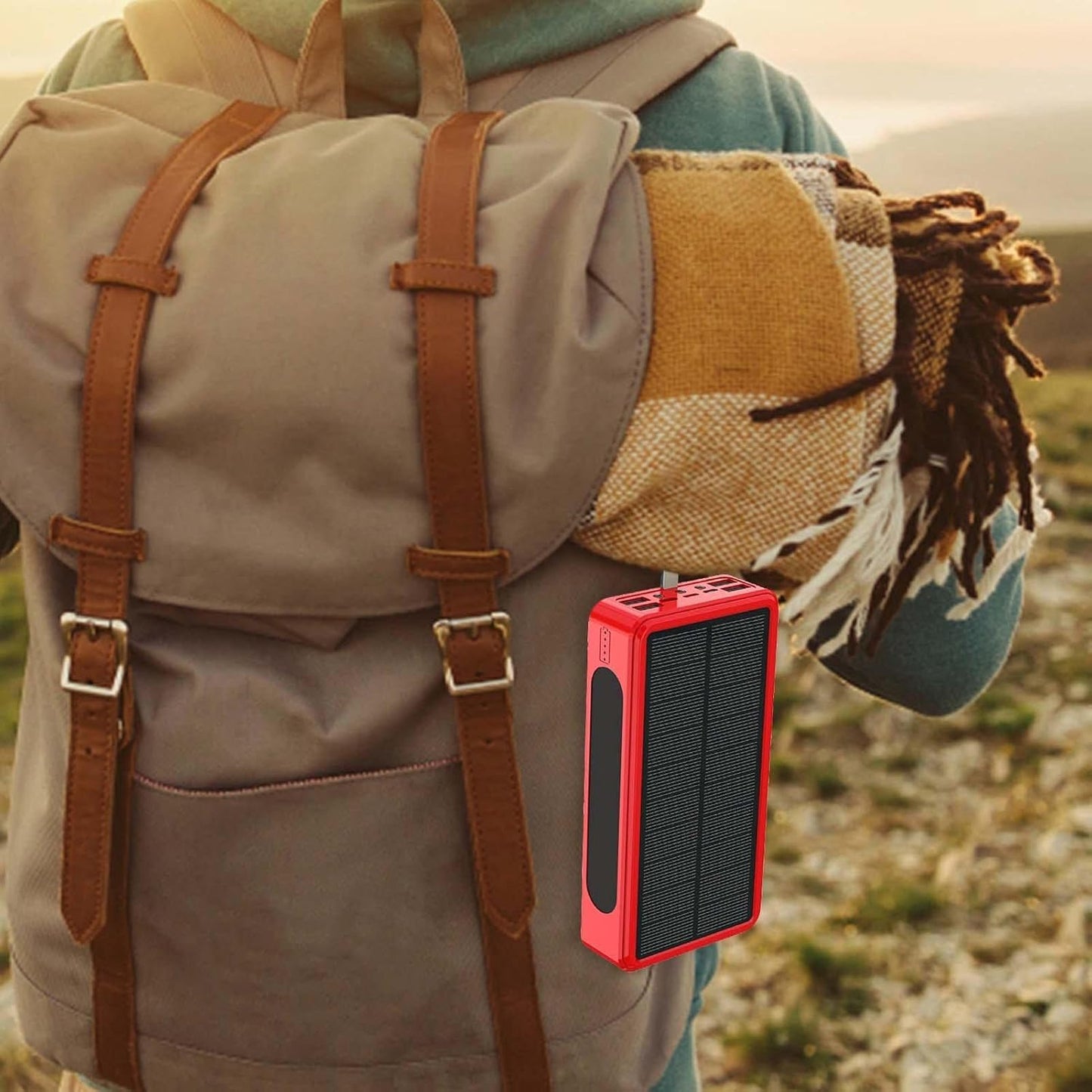 Solar Charger | 50000 mAh Wireless Mobile Charger with Lanyard - Waterproof and Drop-Resistant Travel Essentials for Business, Travel,Camping and More Kuitgh