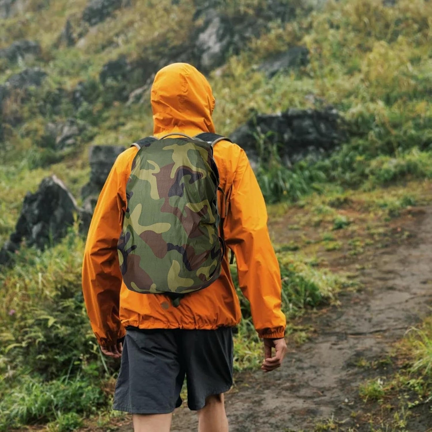 Waterproof Backpack Cover, Travel Daypack Rain Protector, Compact and Portable Shield for Hiking, Camping, and Cycling Gear, Durable Outdoor Backpack Protection