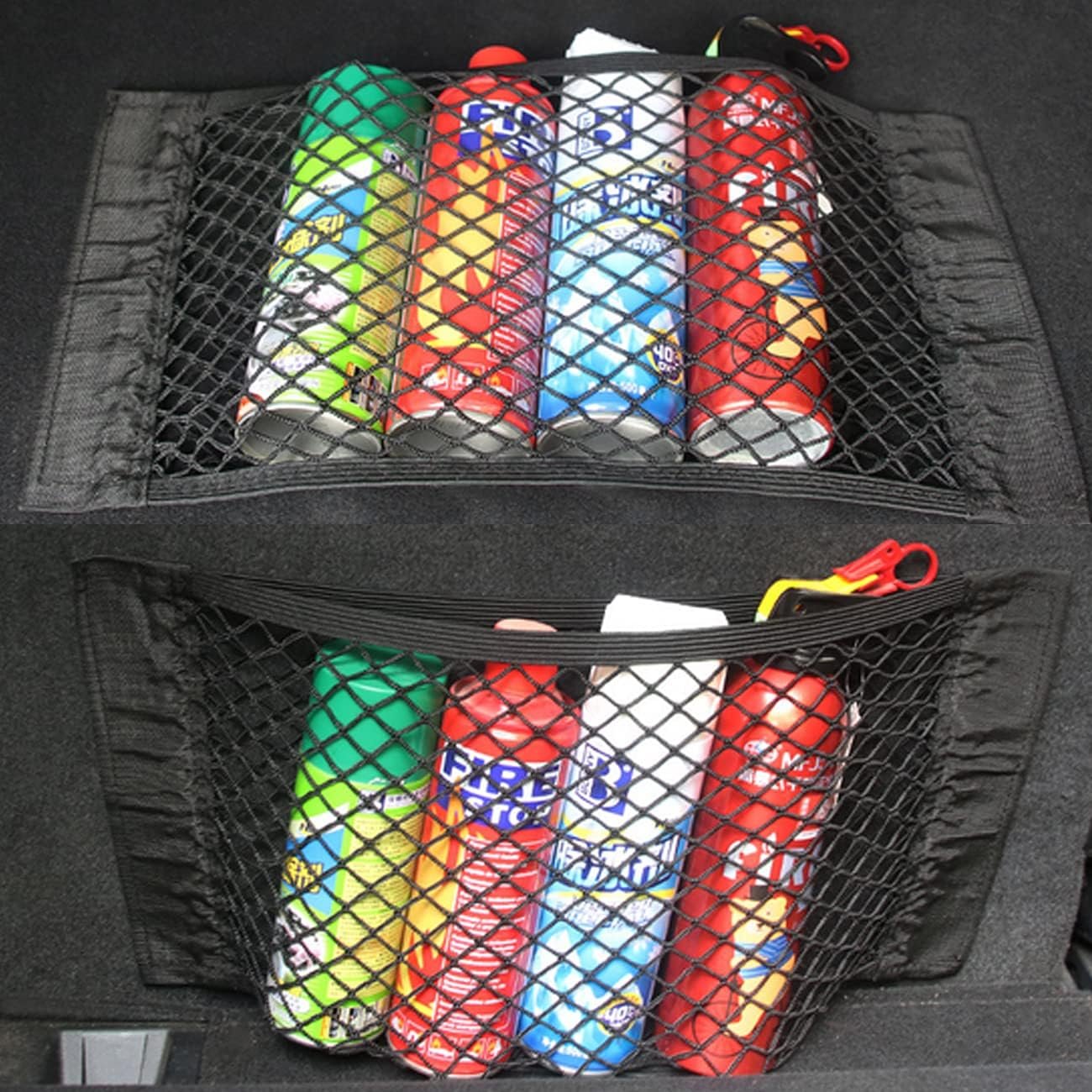 Car Boot Storage Nets,QNLEMON 4 Pack Car Storage Mesh Bag Organiser Car Boot Mesh Bag Cark Trunk Storage Net Car Storage Pockets Closure Car Rear Back Seat Organizer Pockets