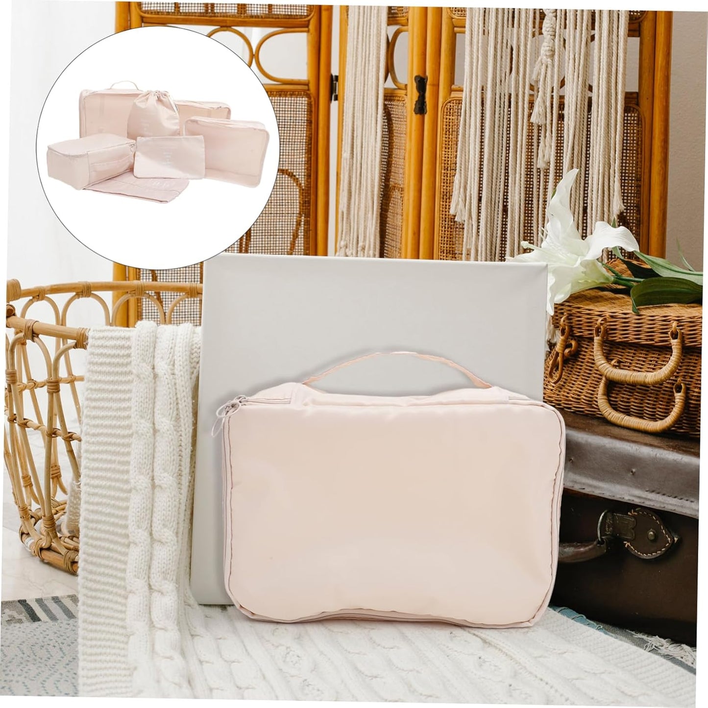 7 Pieces Travel Bag Packing Cubes for Makeup Various Sizes Travel Organizer Case for Travel Essentials Packing Cubes for Travel Bag with Window Fabric