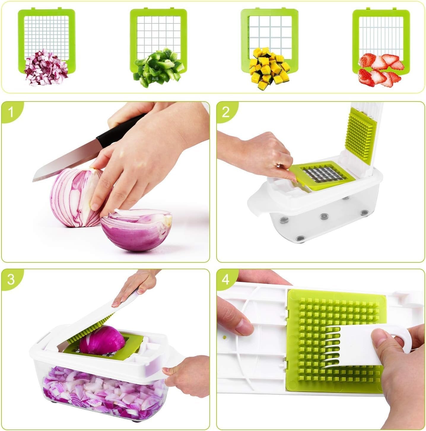 Vegetable Chopper and Slicer Dicer for Kitchen 23 PCS Veggie Slicer and Chopper Vegetable Cutter Cooking Accessories Gadget Stuff Salad Maker Dicing Machine Potato Fruit Chopper with Container