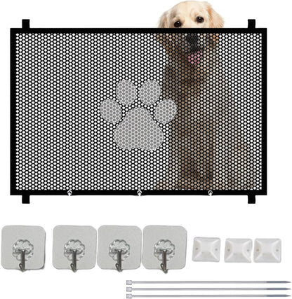 Mesh Pet Gate, Retractable Stair Barrier, Breathable Safety Fence, Detachable Lightweight Frame, Home Divider Tool, Ideal for Indoor, Outdoor, Patio, Porch, Stairway Use