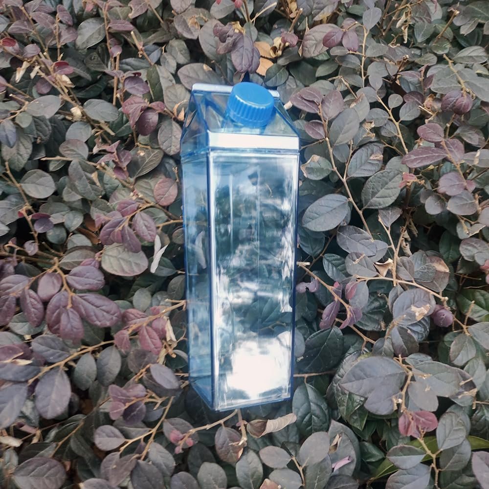1000ml/34oz Cute Leakproof Clear Milk Carton Water Bottle Portable Drinkware for Outdoor Climbing Tour or Camping