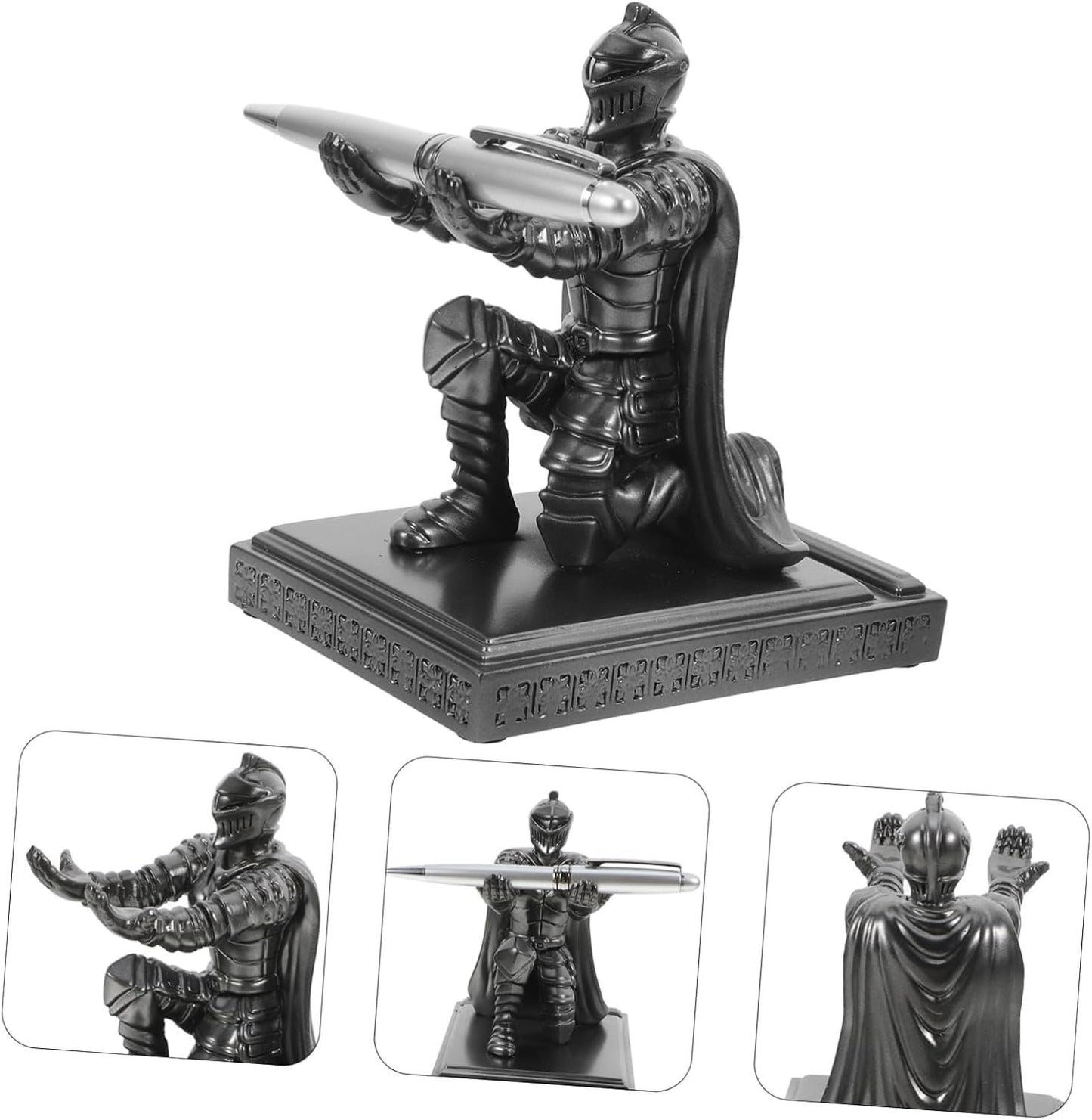 HOODANCOS 1 Set Knight Statue Pen Holder Set Unique Decorative Desk Accessory with Fountain Pen for Workspace Organization and Elegant Presentation