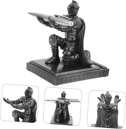 HOODANCOS 1 Set Knight Statue Pen Holder Set Unique Decorative Desk Accessory with Fountain Pen for Workspace Organization and Elegant Presentation