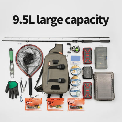 Fishing Sling Bag, Waterproof Tackle Backpack, Multi-Pocket Chest Pack, Product Size About 37x23x14cm Compact Jig Tool Organizer, Lightweight Outdoor Gear for Travel, Hiking