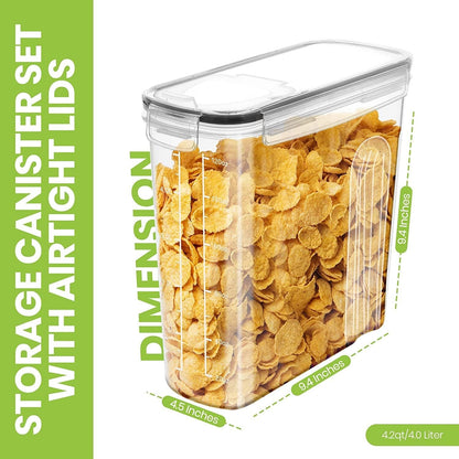 KICHLY Pack of 6 Cereal Containers Storage - Cereal Dispenser & Food Storage Containers for Pantry Organization and Storage -Food Dispensers for Kitchen Counter and Cookie Jars