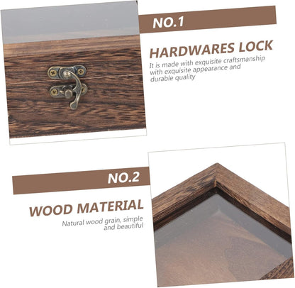IWOWHERO Box specimen box Wooden Jewelry Tray Storage Wood Trunk Viewer Wooden Storage Chests Display Case with Glass flip type Showcase sample Acrylic butterfly specimen clamshell