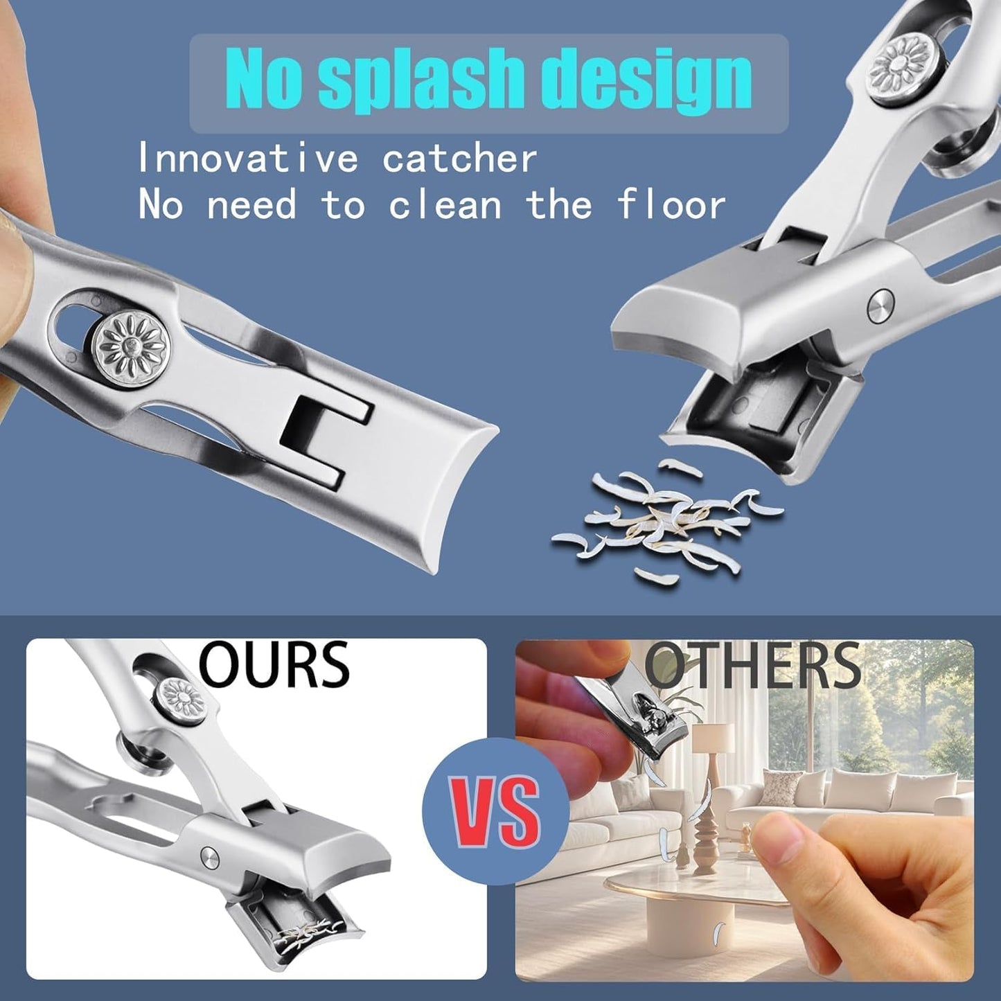 Nail Clippers for Thick Nails,Large Wide Jaw Opening Toe Nail Clippers for Seniors,Stainless Steel Portable Ultra Sharp Nail Clipper,Pedicure,Men & Women Big.2 pack