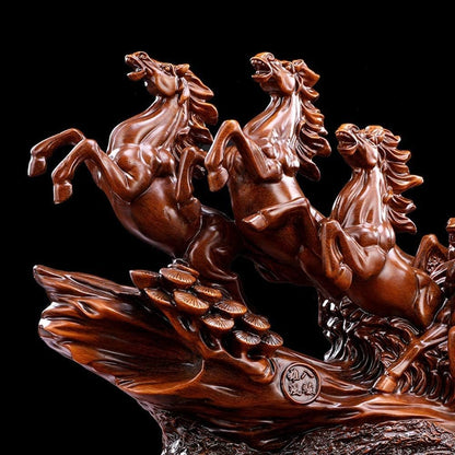 Feng Shui Ornaments Horse Statues Home Decor Resin Sculpture Prosperity Ornaments Wealth Success, Home Office Decoration, Horse