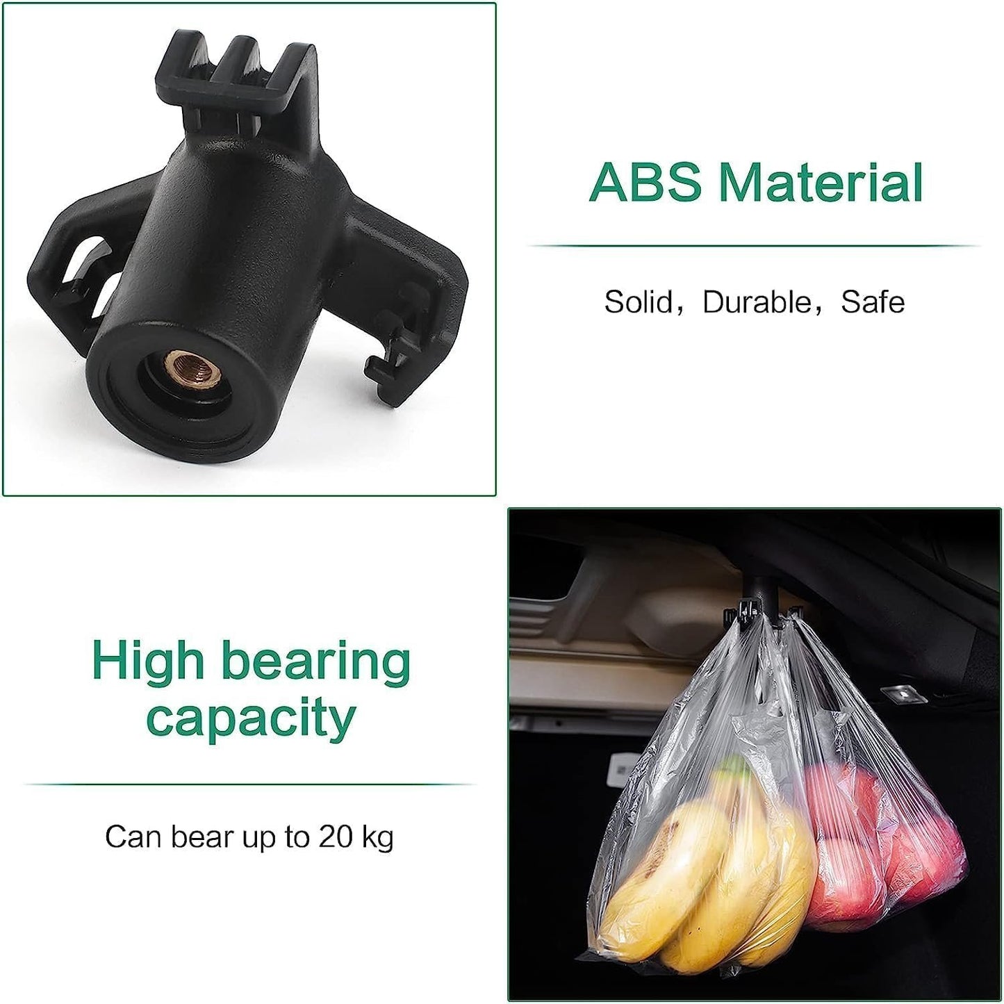 Car Trunk Hook 2 Pieces ABS Trunk Shopping Bag Hook, Interior Car Hanging Luggage Hook Accessories for Tesla Model 3, Black