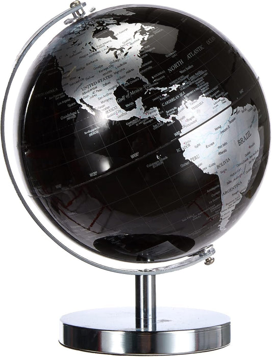 Lesser & Pavey World Globe, Metal, Silver and Black, 19 cm