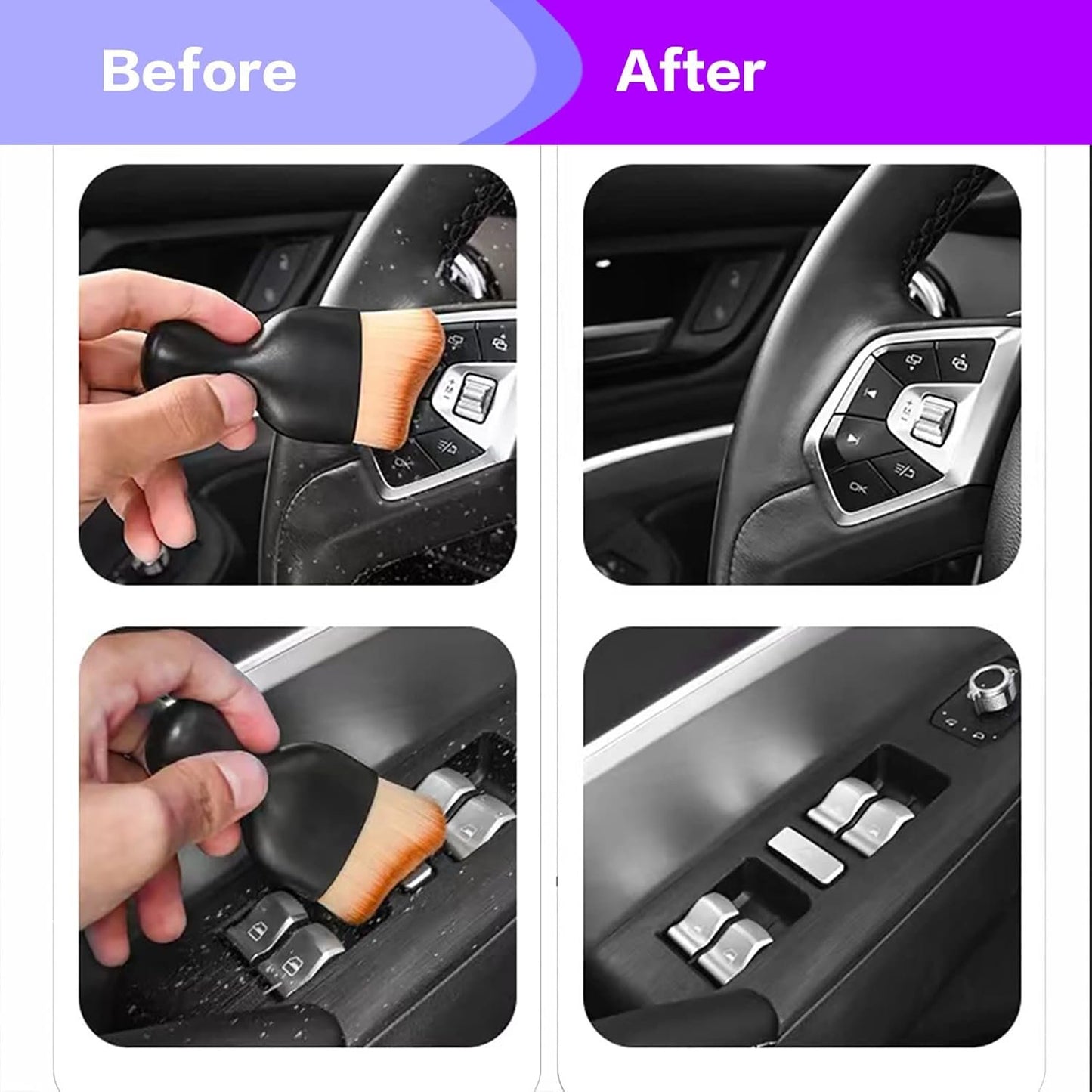 AOCISKA Car Interior Detailing Brush,Soft Bristle Cleaning Brush Car Detailing Brush Dusting Brush,Car Interior Cleaning Tool,Auto Detail Brush Car Dash Duster Brush (Black) (QXS002)