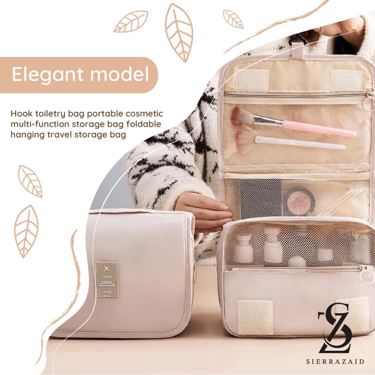 SIERRAZAID - Travel Toiletry Bag - Toiletry Bag for Women - Travel Makeup Bag - Travel Essentials for Women - Travel Size Toiletries - Big Makeup Bag - Cosmetic Bag - Cosmetic Travel Bag - Hygiene