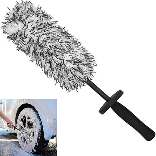 Car Premium Wheel Brush Car Cleaning Brush Soft Wheel Cleaning Brush Non-Metallic Rim Cleaner Brush with Ergonomic Handle Rim Tire Detailing Brush for Wheels Rims Exhaust Tips Motorcycles Bicycles