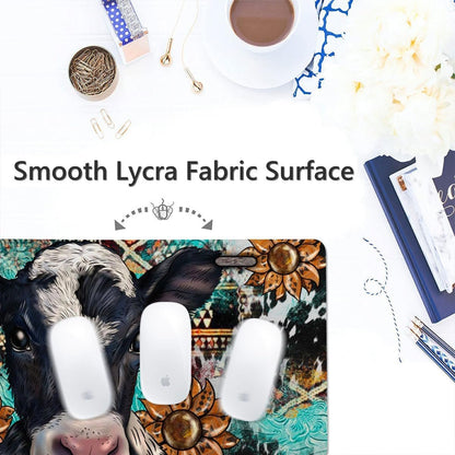 Cow Sunflowers Large Mouse Pad, PU Leather Desk Pad Protector, Non-Slip Computer Desk Writing Mat, Gaming Keyboard Mouse Pad, Office Desk Accessories