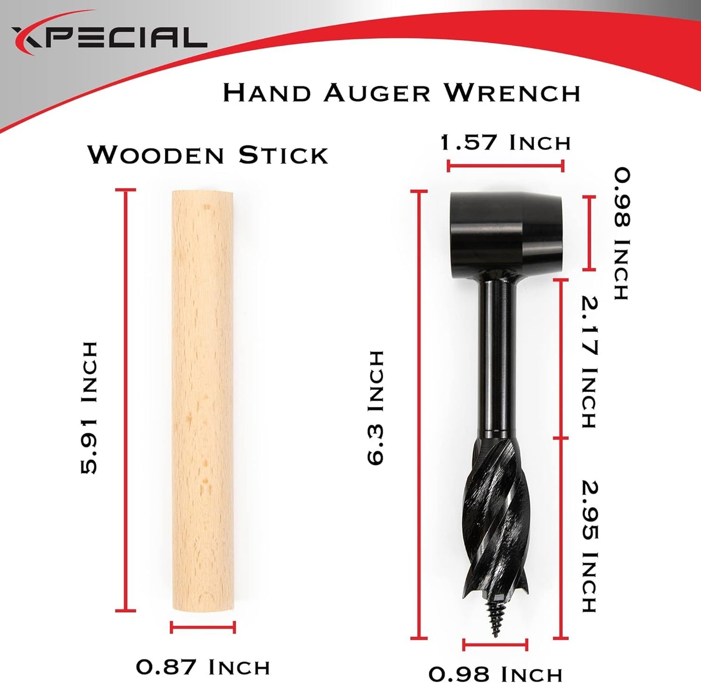 XPECIAL Survival Settlers Tool Set, Bushcraft Hand Auger Wrench with Pocket Chainsaw, Bushcraft Gear and Equipment Scotch Eye Wood Drill Peg and Manual Hole Maker Multitool for Camping, Bushcrafting