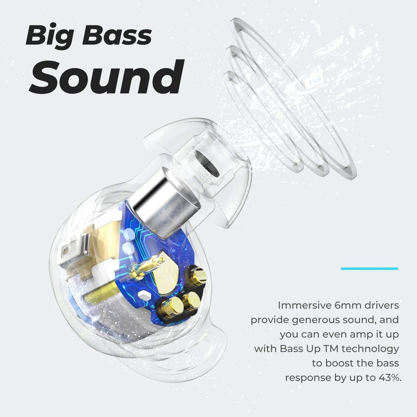 Tribit Wireless Earbuds,150H Playtime Bluetooth 5.2 IPX8 Waterproof Touch Control Ture Wireless Bluetooth Earbuds with Mic Earphone in-Ear Deep Bass Built-in Mic Bluetooth Headphones, Flybuds 3