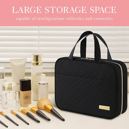 HOTOR Travel Toiletry Bag - Toiletry Bag w/Hanging Hook - Spacious Toiletry Bag for Women & Men, Makeup Bag/Big Comparment, Waterproof for Travel Accessories, Travel Essentials, Small, Black
