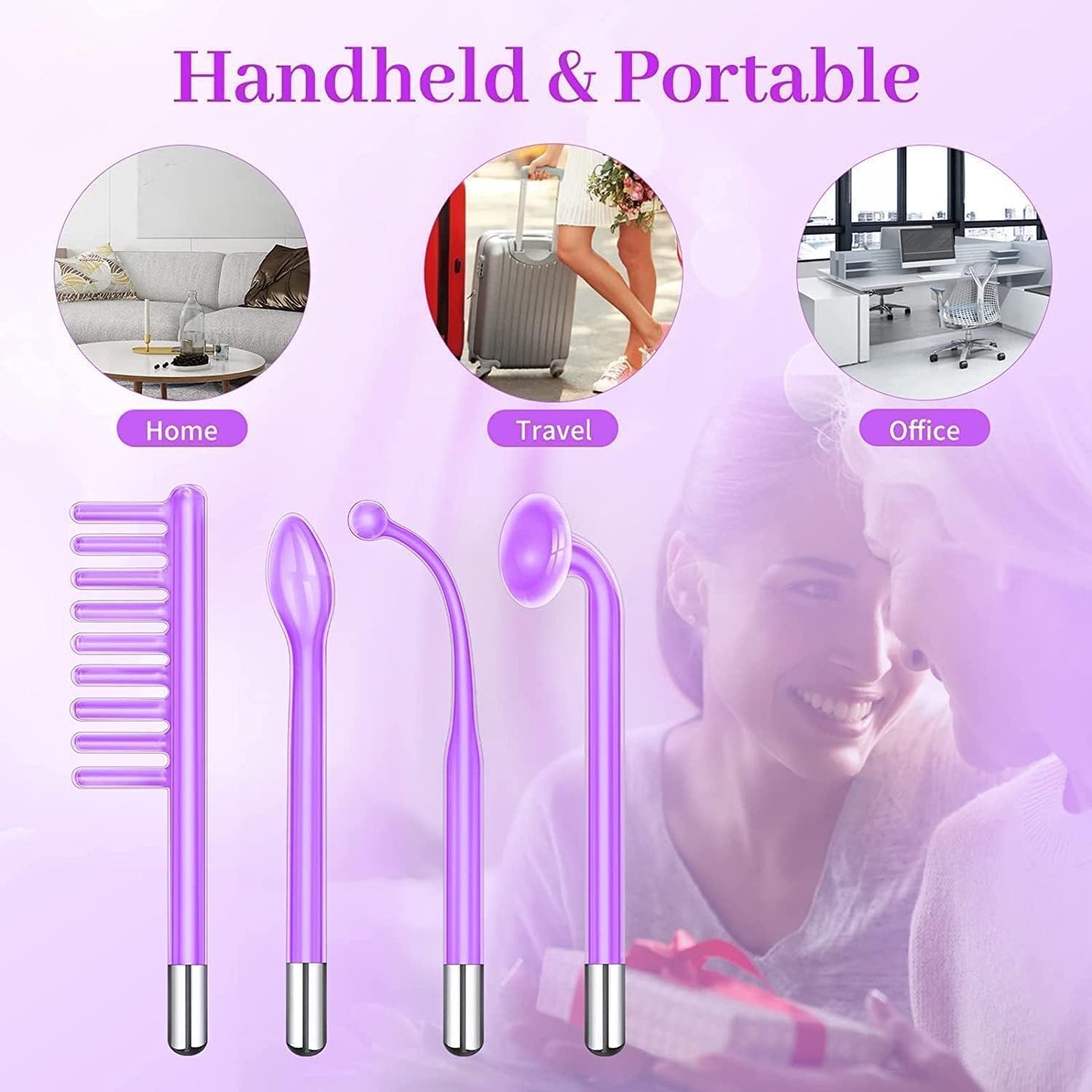 PFATURKHN Handheld Red Light Electrotherapy High Frequency Cosmetology Instrument,Portable 5 in 1 High Frequency Facial Machine,Anti-Aging Skin Care Device for Acne, Wrinkles & Hair Growth