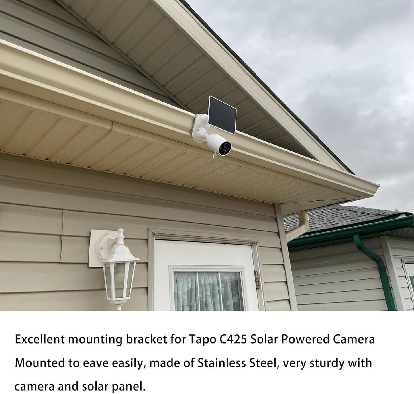 WiTi Gutter Mount Stainless Steel Bracket for Eufy Security SoloCam S340, Solar Security Camera Holder Anti-Rust Screws, No Drill Installation Compatible with IP PTZ DomeCameras Outdoor