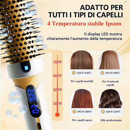 Rotating Hair Brush, Thermal Hair Brush, Thermal Curling Brush, 38 mm Heated Lonic Curling Brush for Creating Volume and Natural Curls, Ionic Care (Gold)