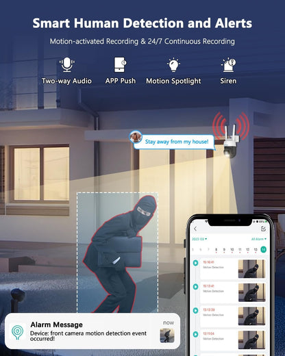 Security Cameras Wireless Outdoor, UCOCARE 3K/5MP Outdoor Security Cameraã€32GB Memory Card Includedã€‘, PTZ Camera with 360Â° Coverage, Smart Motion Tracking, Full Color Night Vision, Two-Way Talk