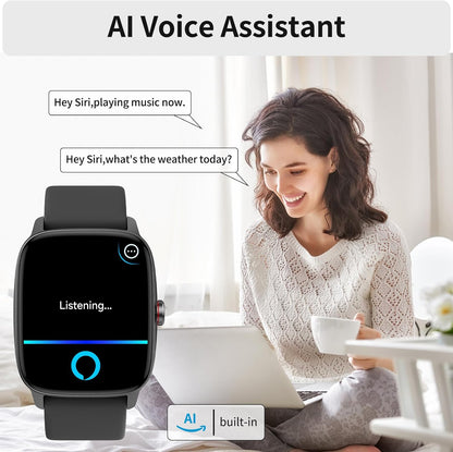 Smart Watch for Men Women, IP68 Waterproof, Bluetooth Calling, Fitness Tracker, Sleep Monitoring, 1.85'' DIY Dial, AI Built-in, 100+ Sports Modes, 7 Days Battery, Compatible with Android & iPhones