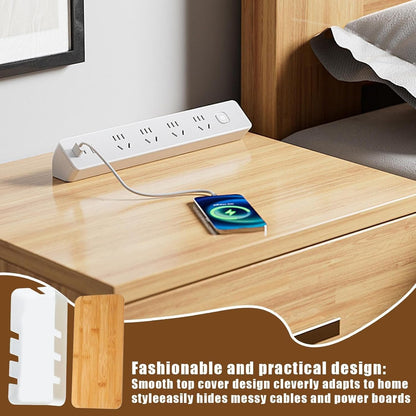Cable Management Box | Cable Storage Box,with Wood Lid Cord Case TV Power Strip for Surge Protection Home Living Room Workplace Setup Computer Desk Workstation