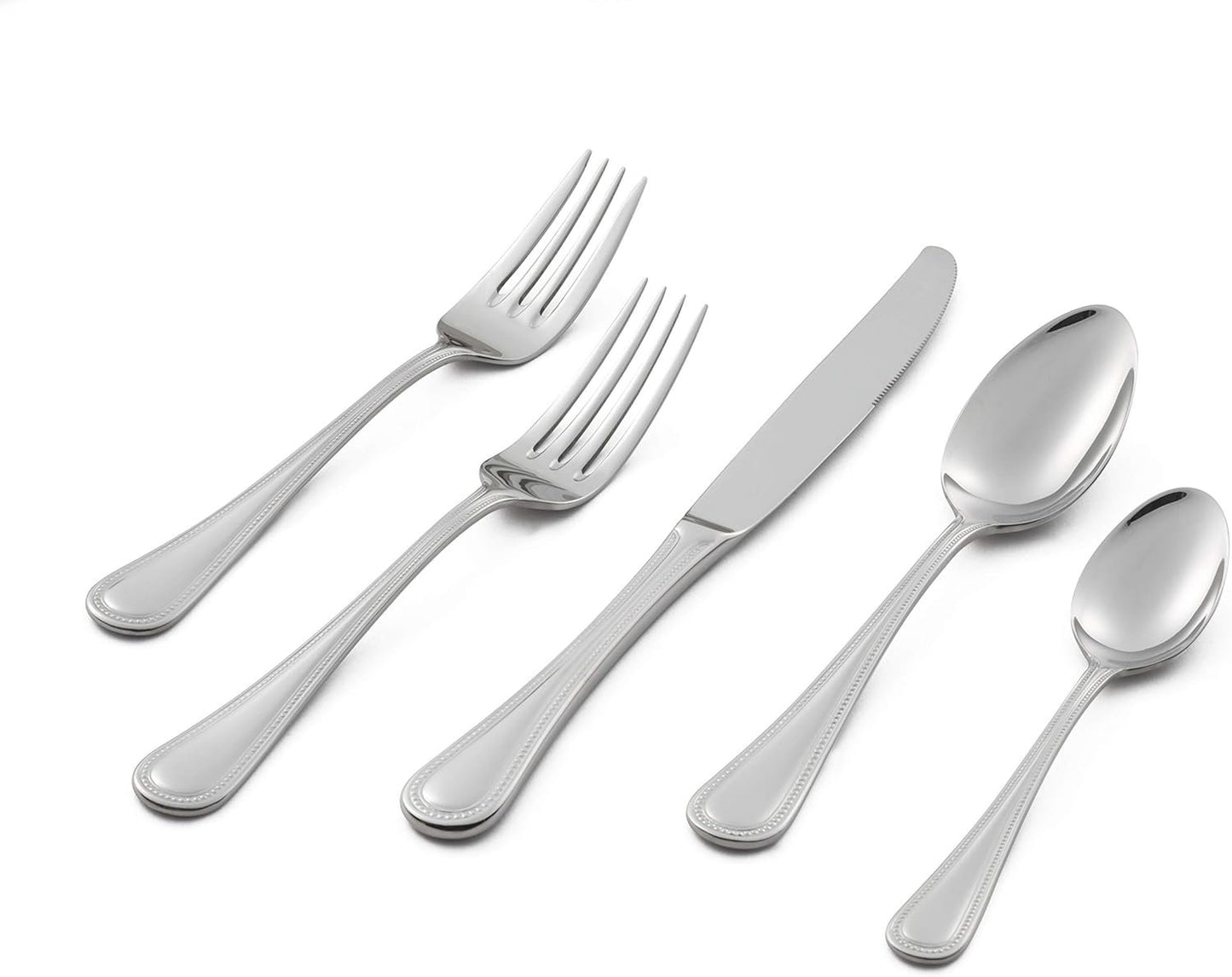 Lagostina Siena 20pc Serving Dinner Flatware Set, Stainless Steel Cutlery, 5-Pieces (Salad Fork, Dinner Fork, Dinner Knife, Dinner Spoon and Tea Spoon), Silver