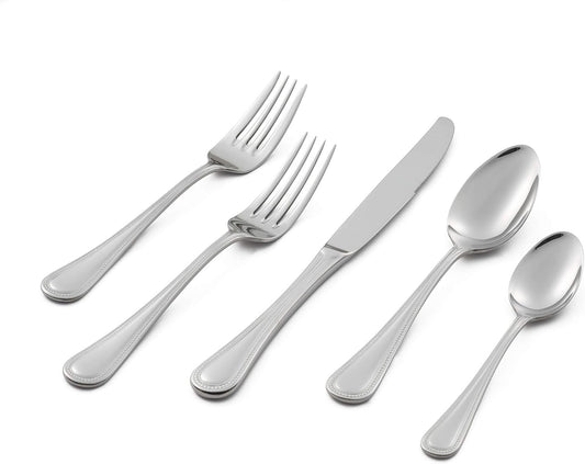 Lagostina Siena 20pc Serving Dinner Flatware Set, Stainless Steel Cutlery, 5-Pieces (Salad Fork, Dinner Fork, Dinner Knife, Dinner Spoon and Tea Spoon), Silver