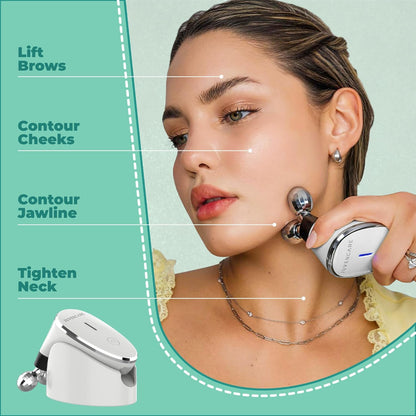 Microcurrent Facial Device - 6 in 1 Advanced Face Microcurrent Device - Rejuvenating Facial Microcurrent Device Anti-Aging Microcurrent Facial Devices Boost Skin Care Products Absorption (White Cream)