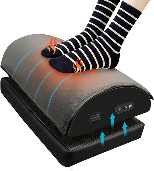 Snailax Foot Rest Under Desk, Foot Warmer with Washable Cover, 2 Adjustable Heights, Desk Footrest with Vibration Massage - Office & Gaming Footrest, Iedal ValentinesGifts for men women