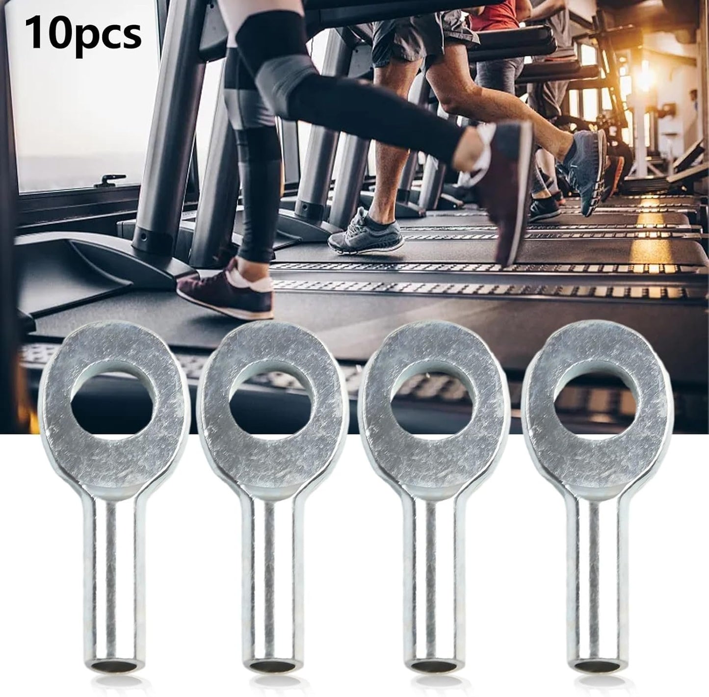 10PCS Cable Eyelet Terminal Metal Cable Eyelet Terminal Gym Pulley Machine Wire Rope Stopper Joint Fitness Equipment Accessory for Home Workout Replacement Parts(6mm)