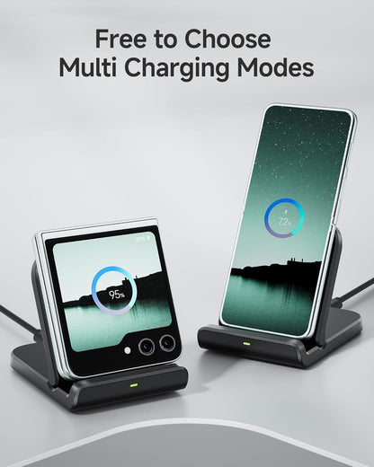 SwanScout Wireless Charger for Samsung Galaxy Z Flip 6, Foldable Phone Charging Station for Galaxy Z Flip 5/4/3, Motorola RAZR 60 Ultra/60/50/40, SwanScout 501S (No Adapter)