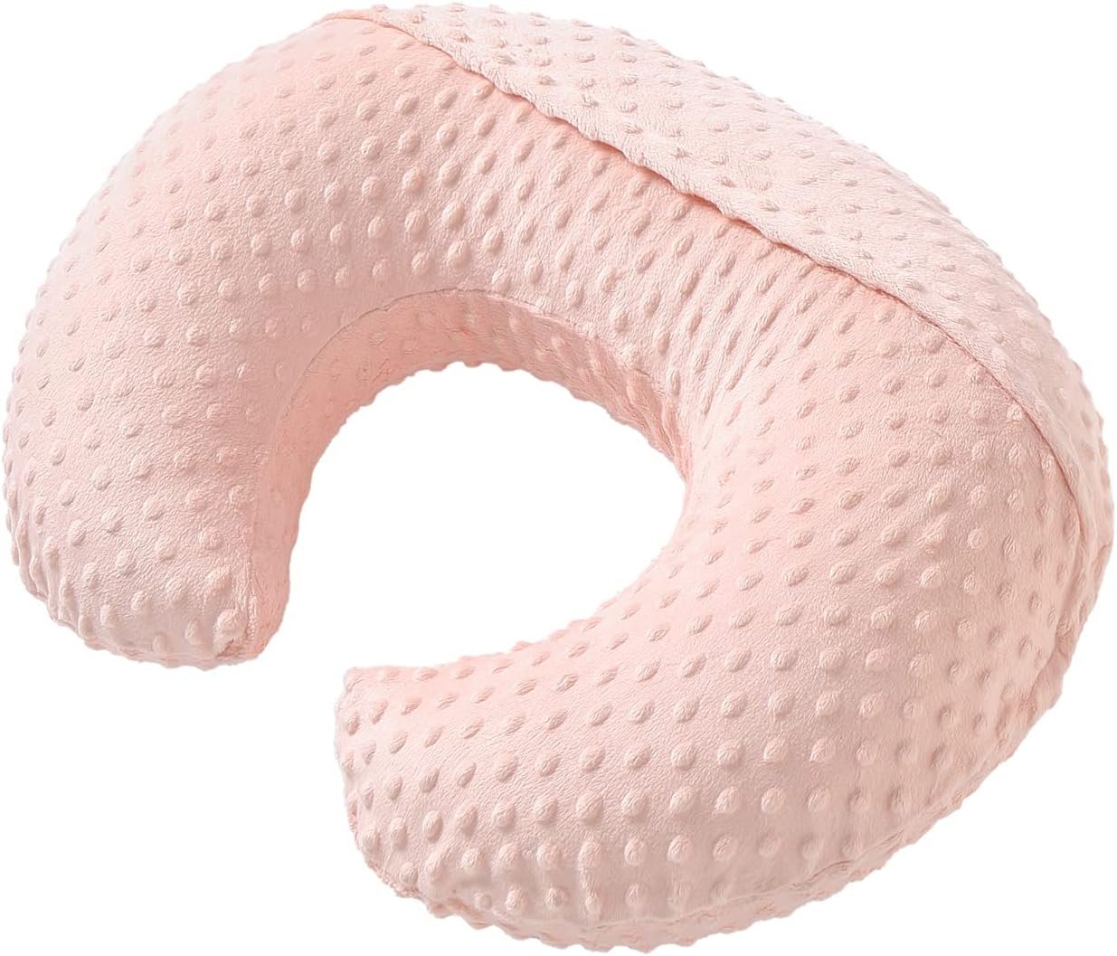 Nursing Pillow and Positioner with Cover for Breastfeeding and Bottle Feeding, Propping Baby, Tummy Time, Baby Sitting Support, Awake-Time Support (Light Pink, 22" x 17.7" x 5.9")