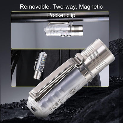 RovyVon Aurora A28 2nd USB-C EDC Flashlight, 6500K Cool White Max 1000 Lumen, 850mAh Rechargeable Small Flashlight, with Red/White/ 365nm Sidelights, Momentary On, Ideal Flashlight for Camping