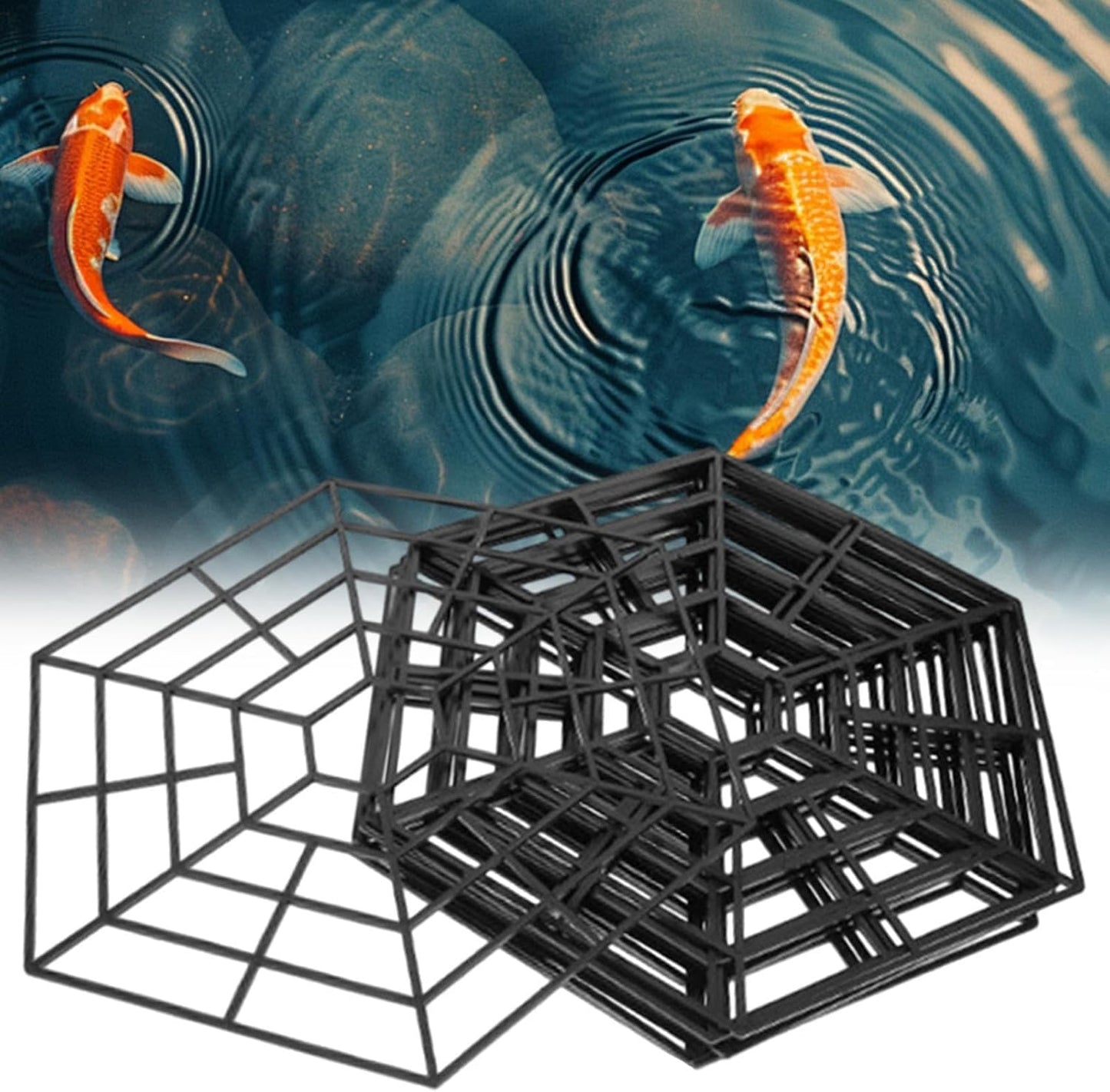 Pond Netting, Fish Protector with Hexagonal Mesh, Shrimp Safety Cover, Protective Tools Set, for Garden Accessories, Defending Against Herons, Raccoons, Outdoor Use, 10.55x10.55 inches
