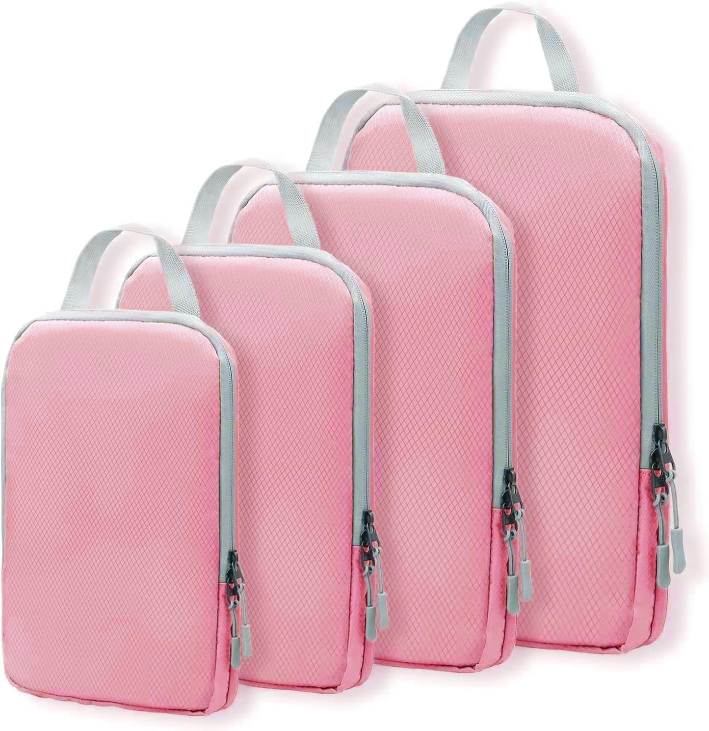 Packing Cubes, Compression Packing Cubes for Travel Packing Organisers Set of 4 Travel Accessories Storage Bags Clothing Sorting Packages Expandable Bags for Luggage Suitcase-Pink