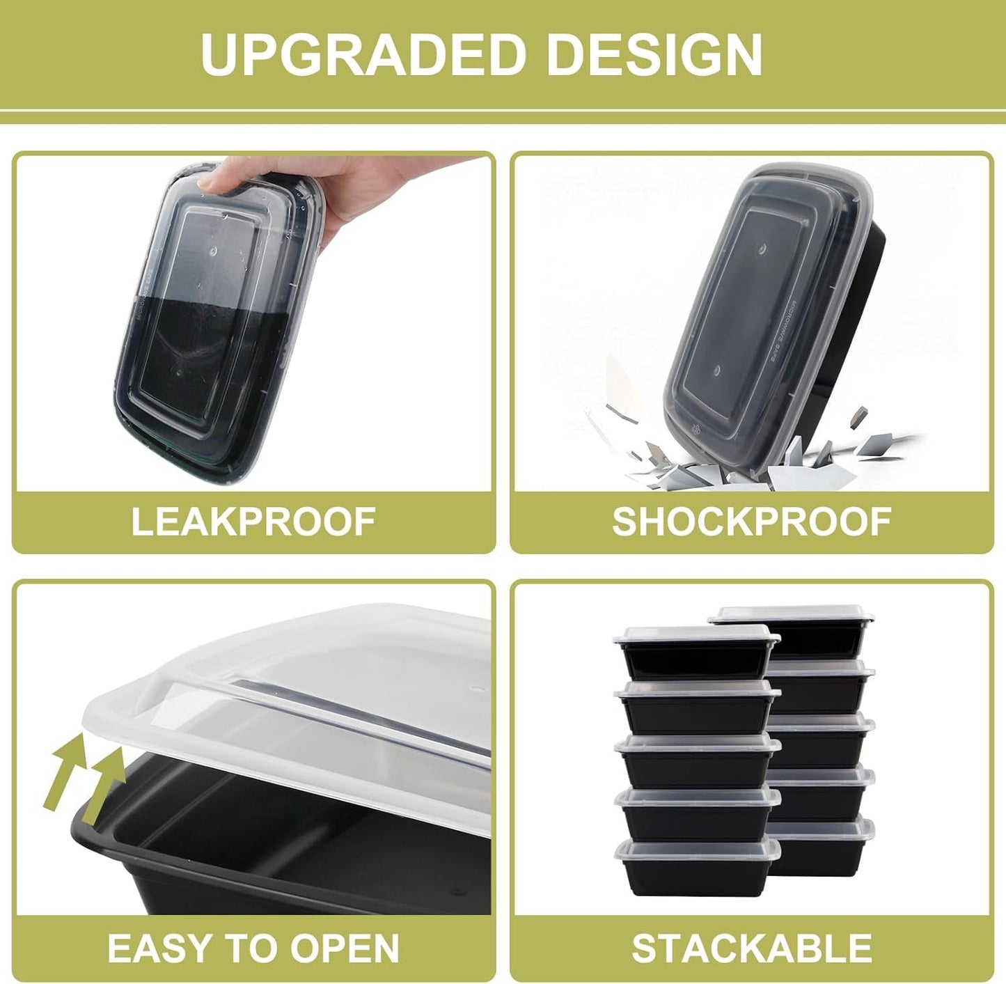 50 Pack Meal Prep Containers with Lids 38oz - Plastic Food Storage Containers with lids - Disposable Take out Containers with Lids for Meal Prep - BPA Free, Microwave/Dishwasher/Freezer Safe