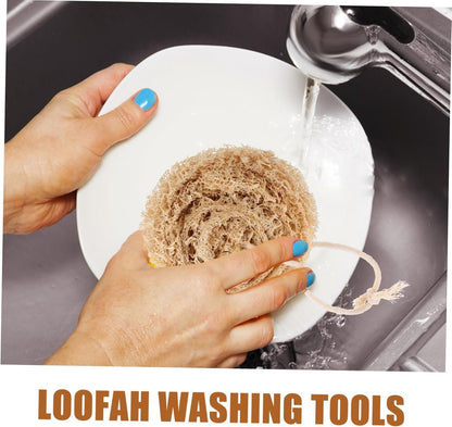 SAFIGLE 1set Natural Loofah Dish Sponge Soft Lightweight Multi Functional Kitchen Scrubber for 4pcs