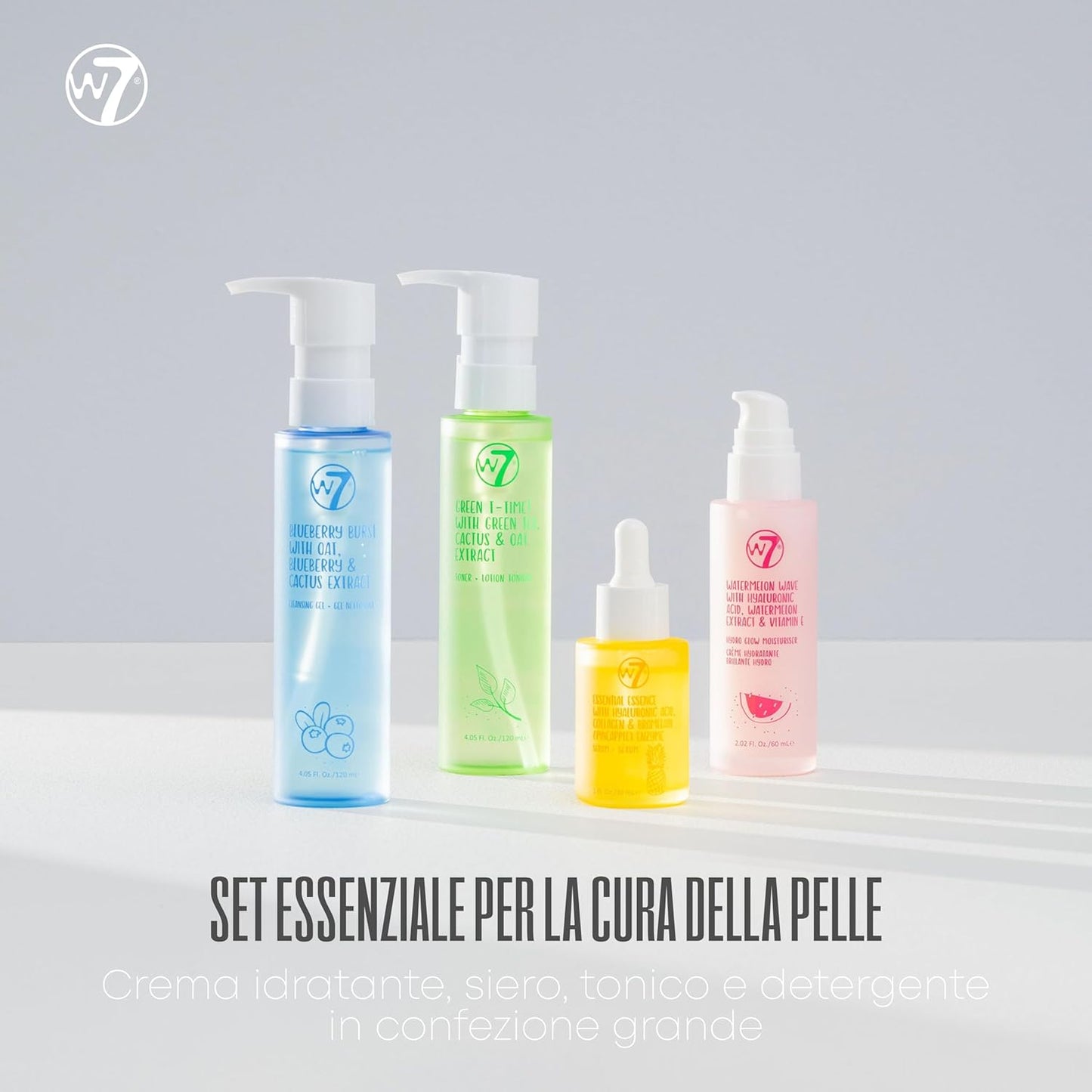 W7 - Skin Refresh Basic Gift Set - Face Moisturizer, Cleansing Gel, Tonic and Serum - Natural Cosmetics for Skin Care